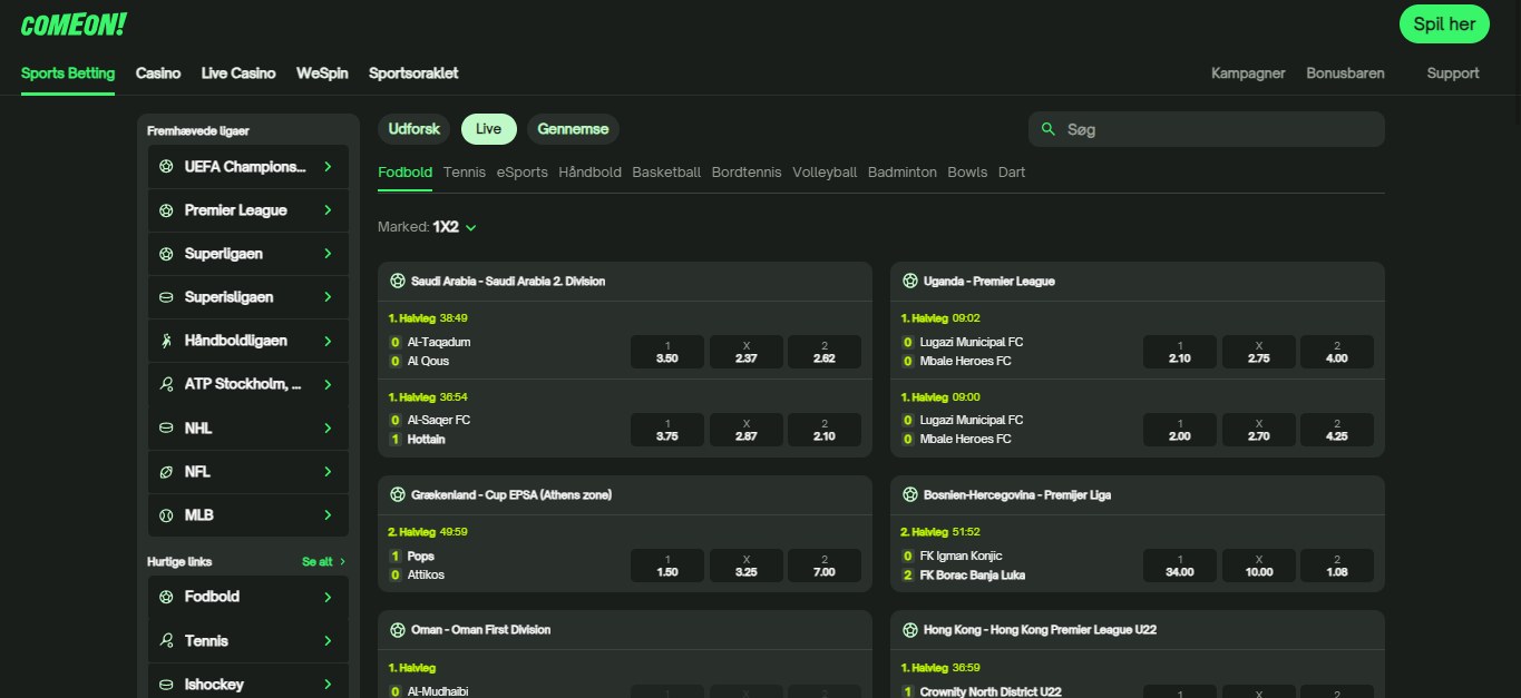 ComeOn Live Sport Betting, bettingsider.tv