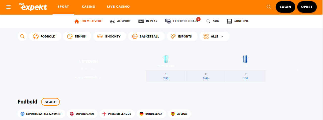 Sportsbetting på Expekt